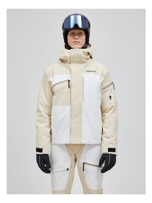 Men 2L Insulated Shell Stretch Jacket Sand Fog model Men 2L Insulated Shell Stretch Jacket Sand Fog model