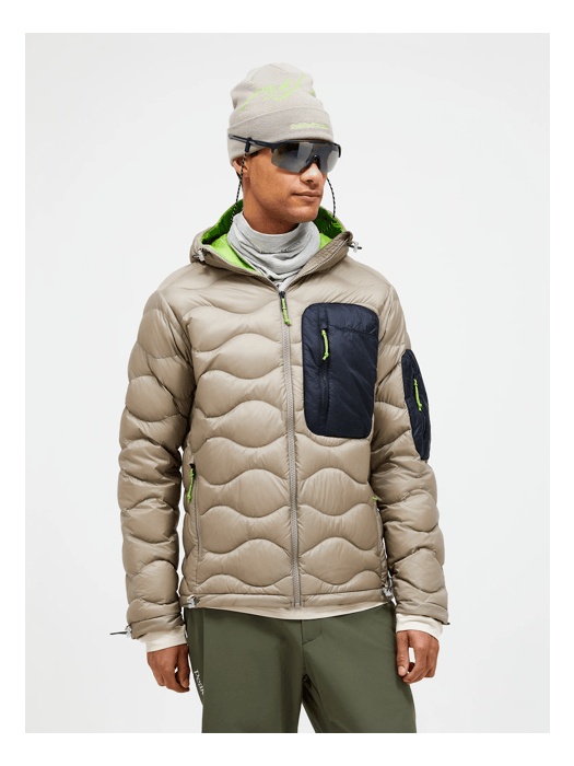 Men Helium Utility Down Hood Jacket Avid Beige model Men Helium Utility Down Hood Jacket Avid Beige model