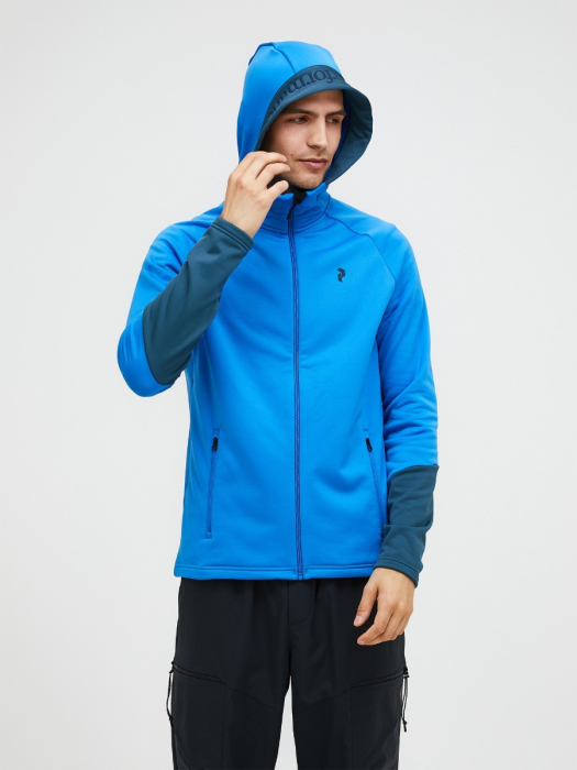 Peak Performance Rider Essentials Midlayer Zip Hood Men AZURE ASCENT model